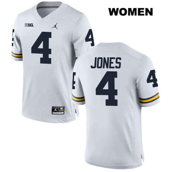 Women's NCAA Michigan Wolverines Reuben Jones #4 White Jordan Brand Authentic Stitched Football College Jersey OR25E43RP
